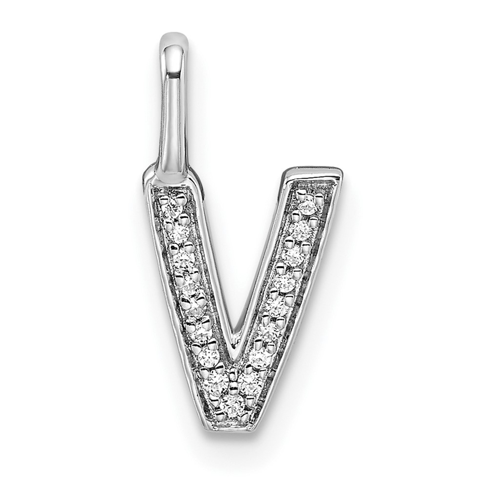 14K White Gold Diamond Letter V Initial Pendant (PM8367V-005-WA)