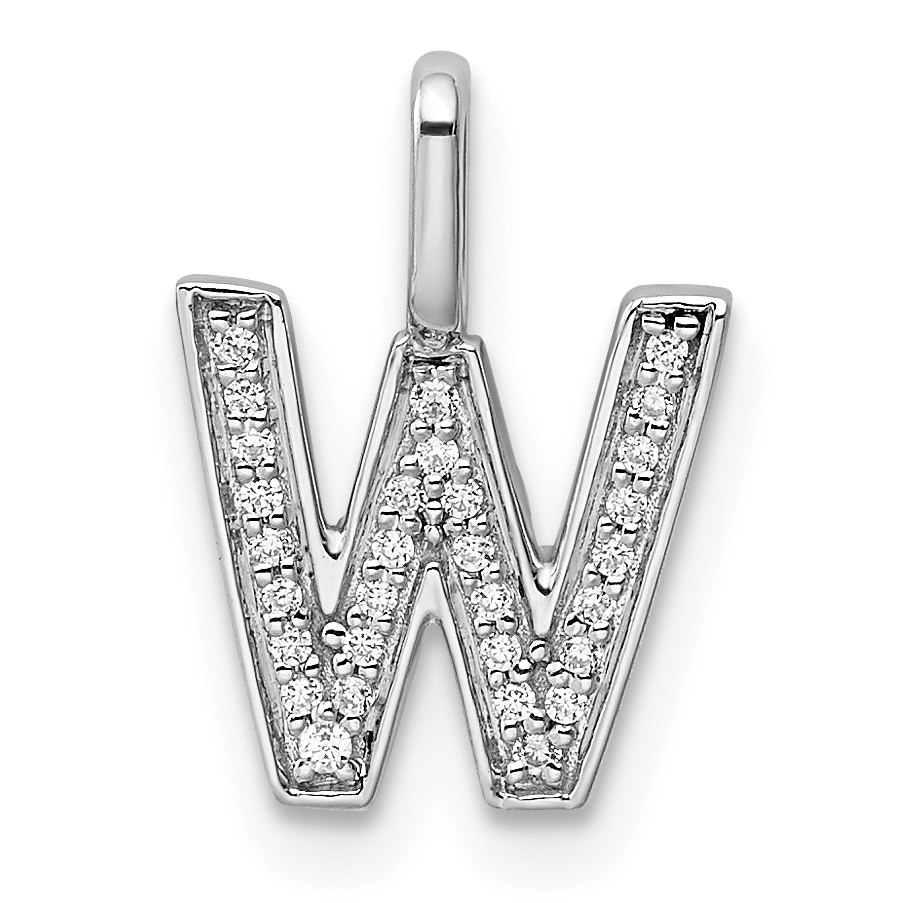 14K White Gold Diamond Letter W Initial Pendant (PM8367W-009-WA)