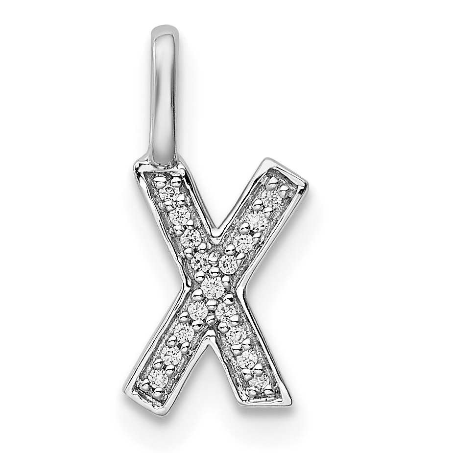 14K White Gold Diamond Letter X Initial Pendant (PM8367X-005-WA)