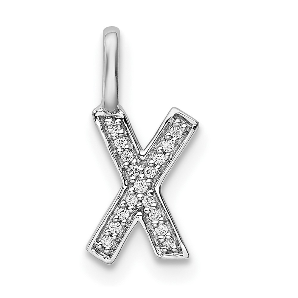 14K White Gold Diamond Letter X Initial Pendant (PM8367X-005-WA)