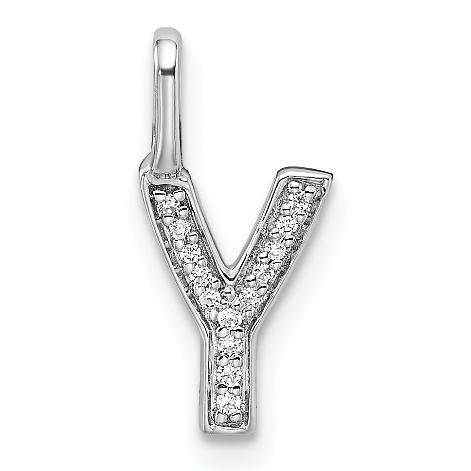 14K White Gold Diamond Letter Y Initial Pendant (PM8367Y-004-WA)