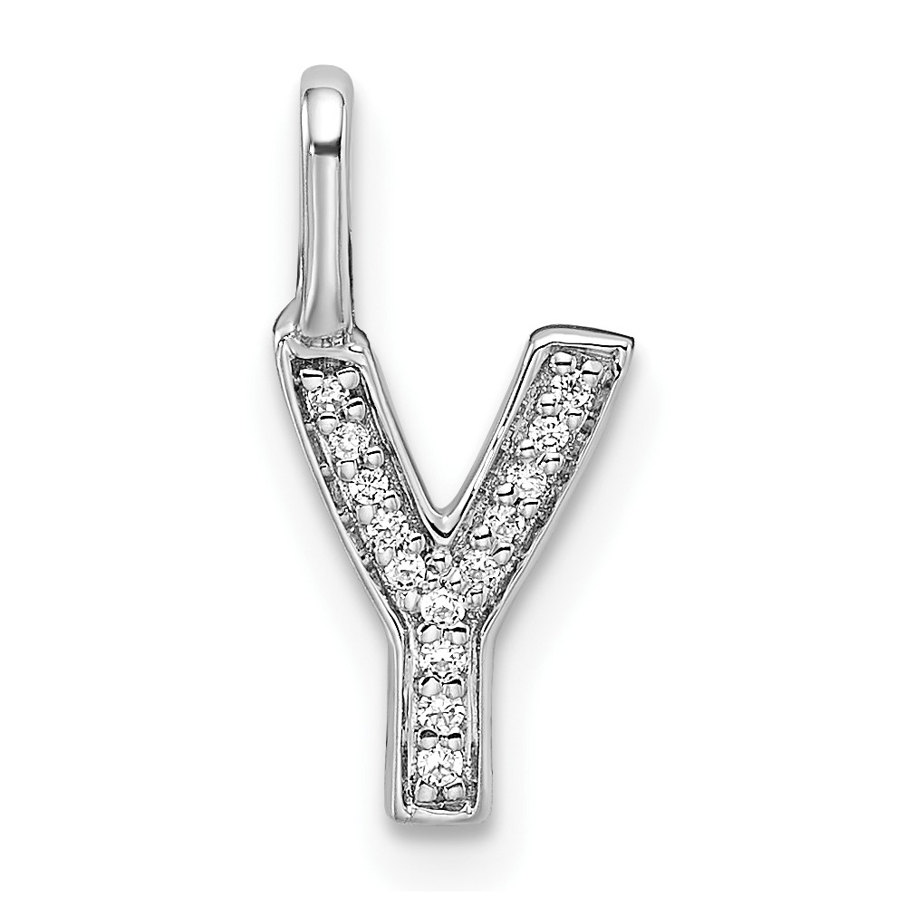 14K White Gold Diamond Letter Y Initial Pendant (PM8367Y-004-WA)