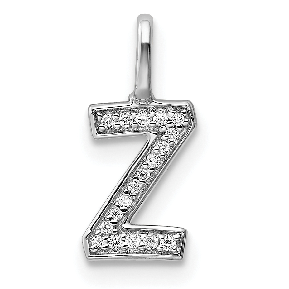 14K White Gold Diamond Letter Z Initial Pendant (PM8367Z-006-WA)
