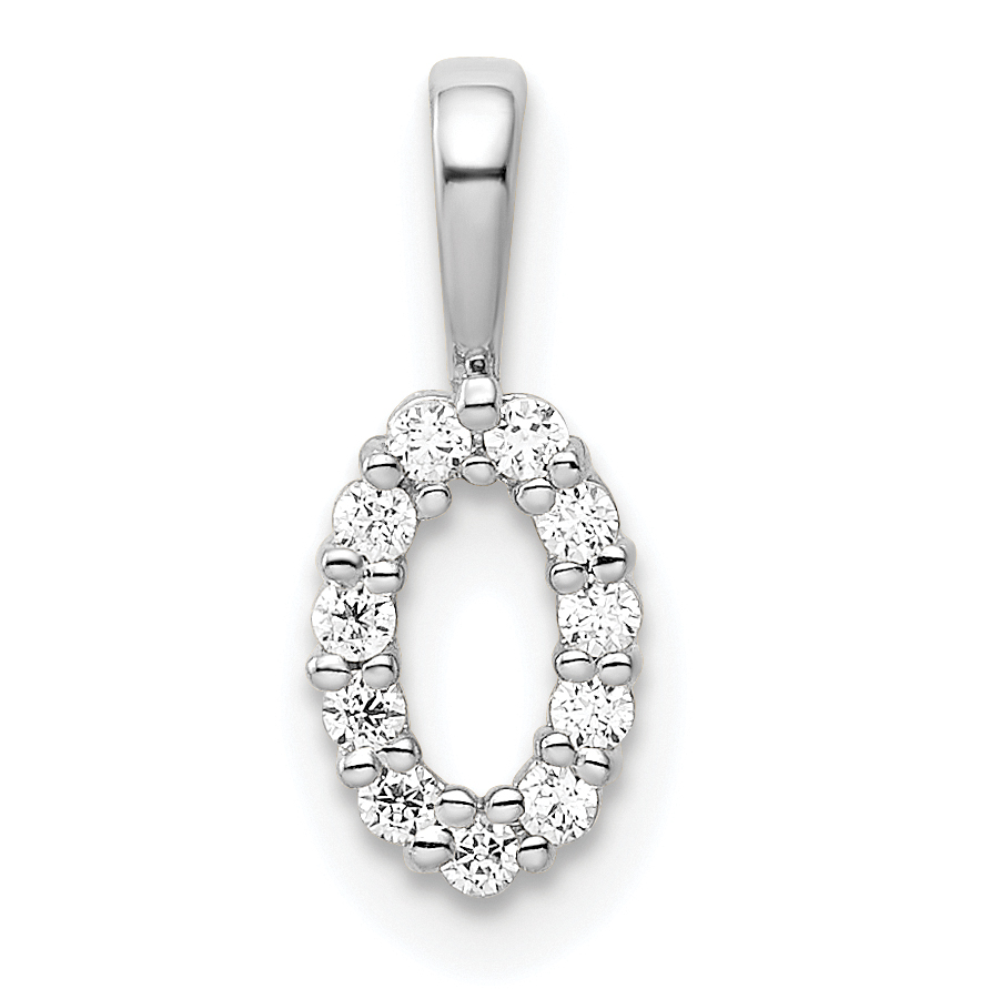 14k White Gold Diamond Number 0 Pendant (PM8369-0-011-WA)