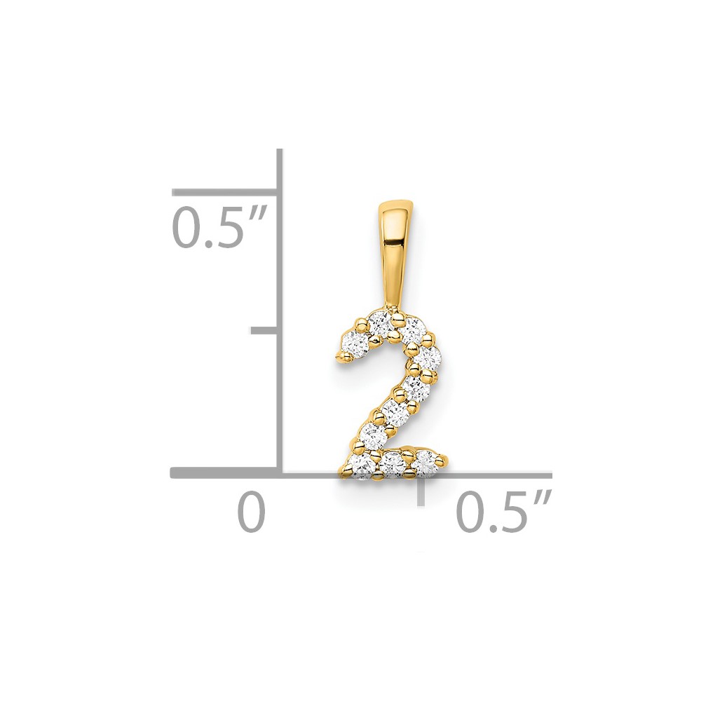 14K Diamond Number 2 Pendant (PM8369-2-010-YA)