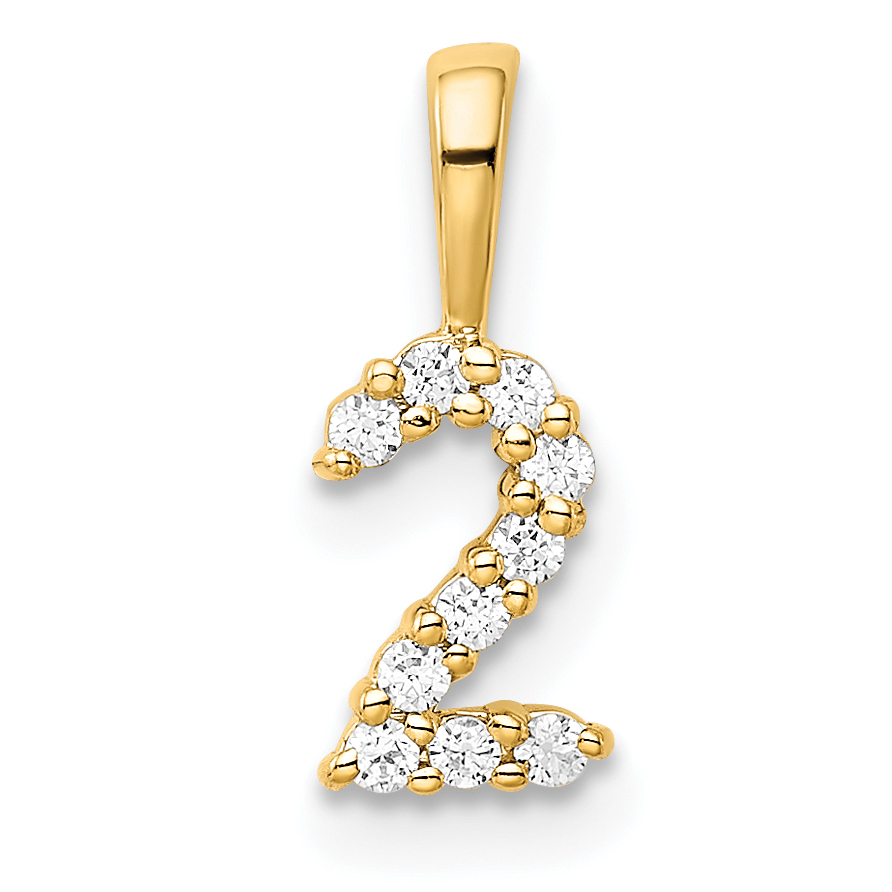 14K Diamond Number 2 Pendant (PM8369-2-010-YA)
