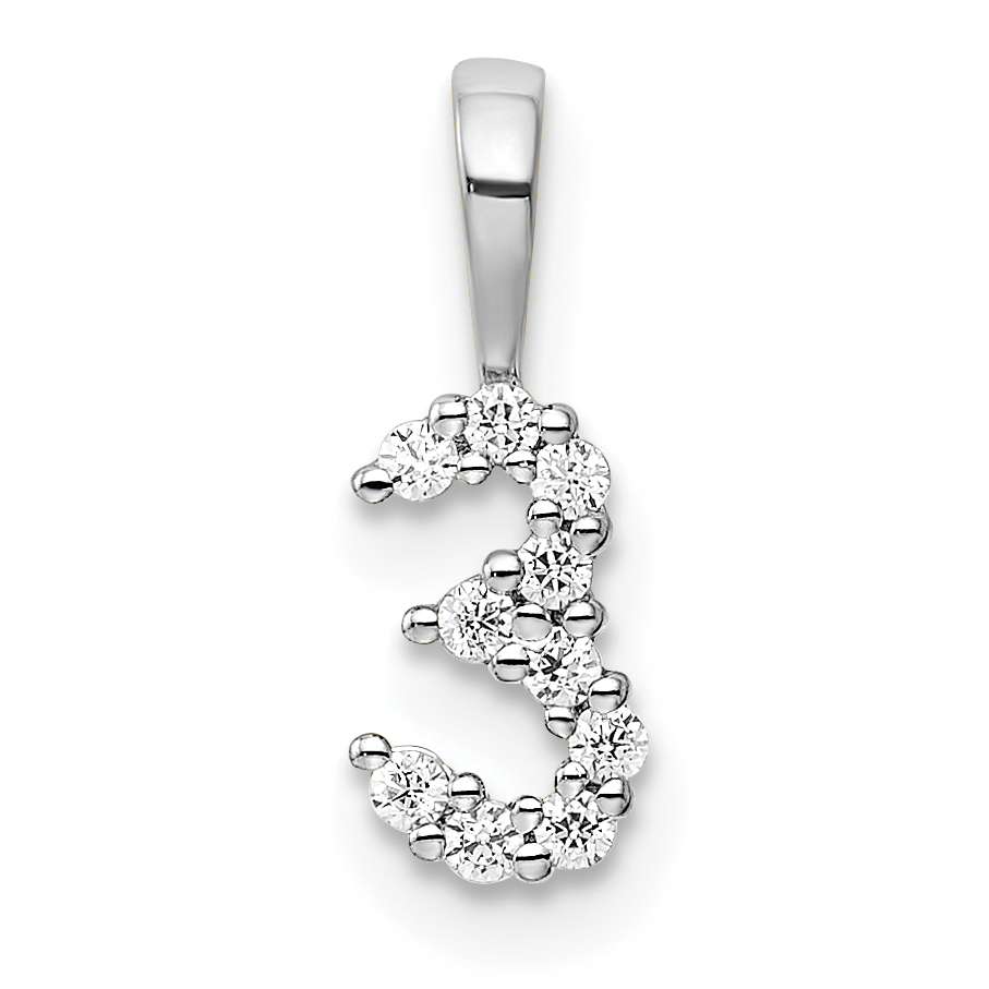14k White Gold Diamond Number 3 Pendant (PM8369-3-010-WA)