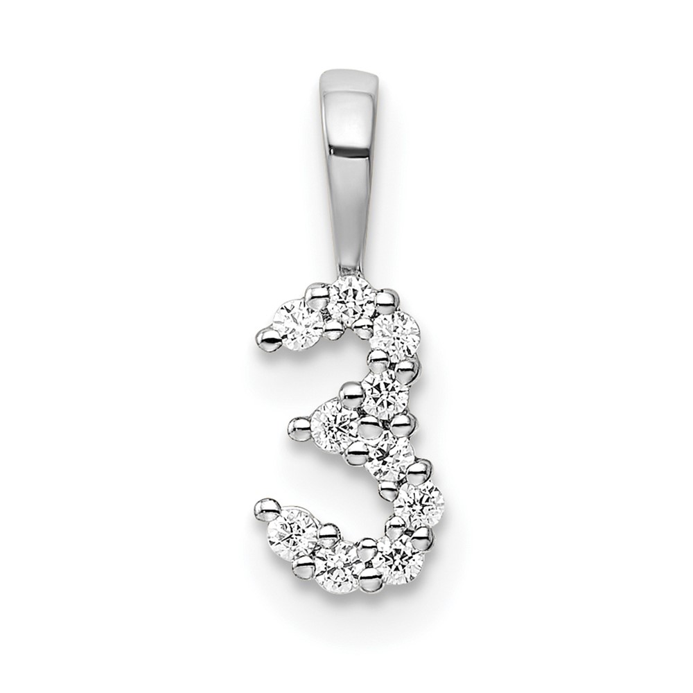 14k White Gold Diamond Number 3 Pendant (PM8369-3-010-WA)