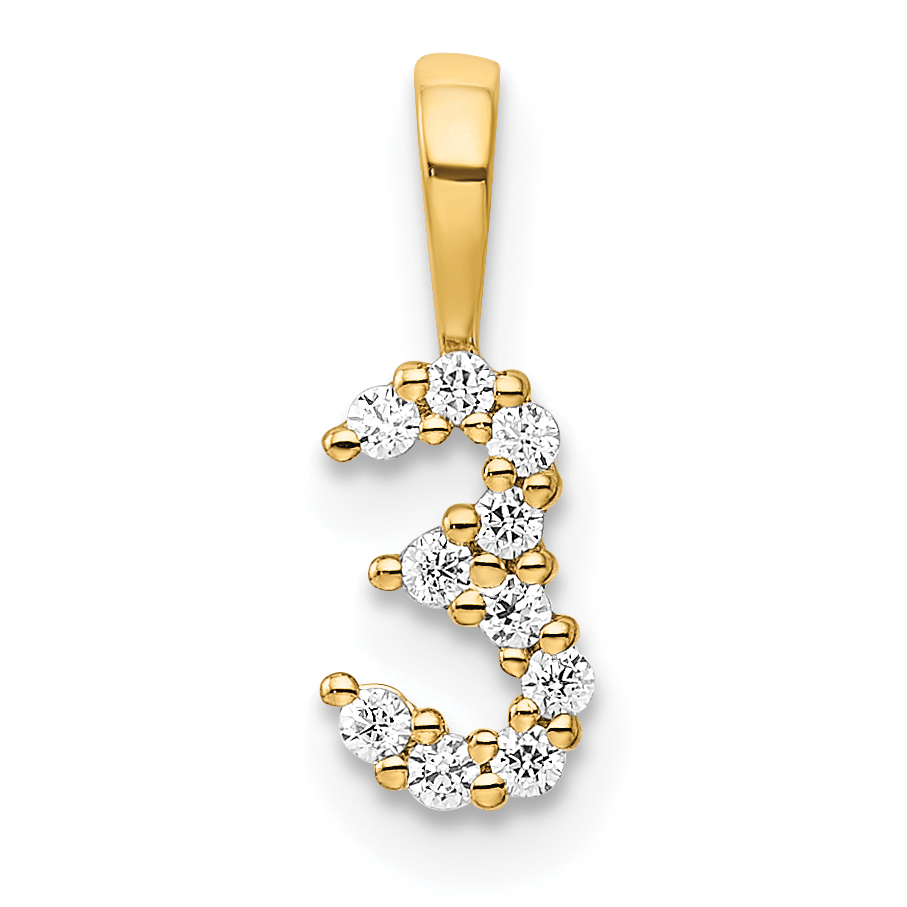 14K Diamond Number 3 Pendant (PM8369-3-010-YA)