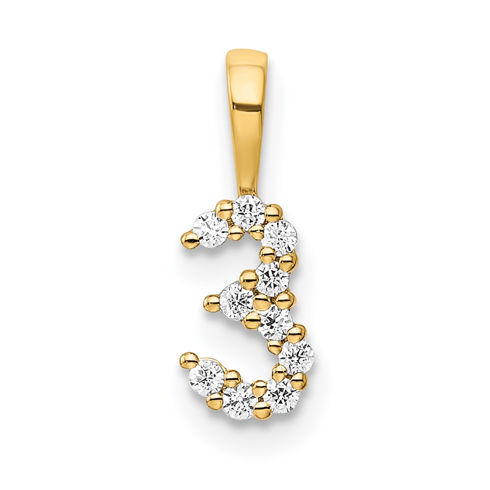 14K Diamond Number 3 Pendant (PM8369-3-010-YA)