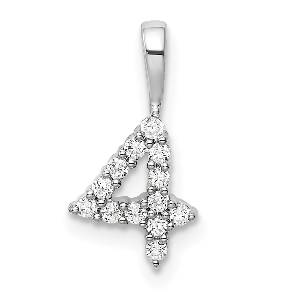 14k White Gold Diamond Number 4 Pendant (PM8369-4-013-WA)