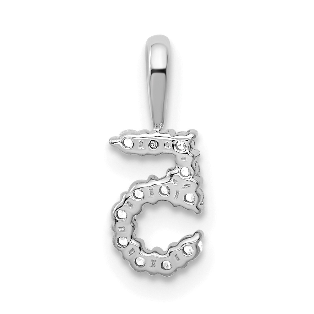 14k White Gold Diamond Number 5 Pendant (PM8369-5-012-WA)