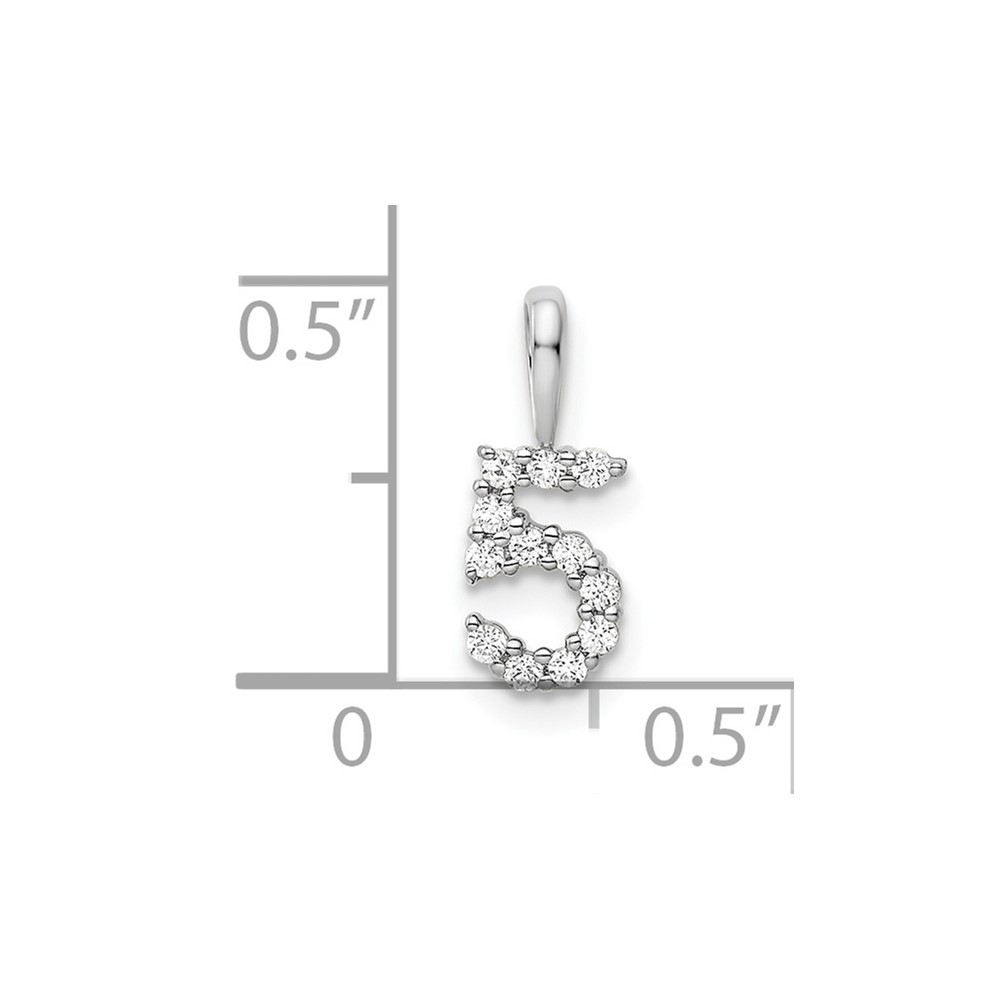 14k White Gold Diamond Number 5 Pendant (PM8369-5-012-WA)