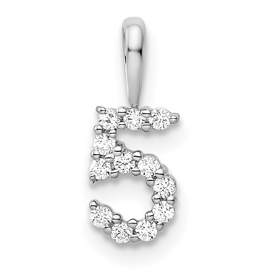 14k White Gold Diamond Number 5 Pendant (PM8369-5-012-WA)