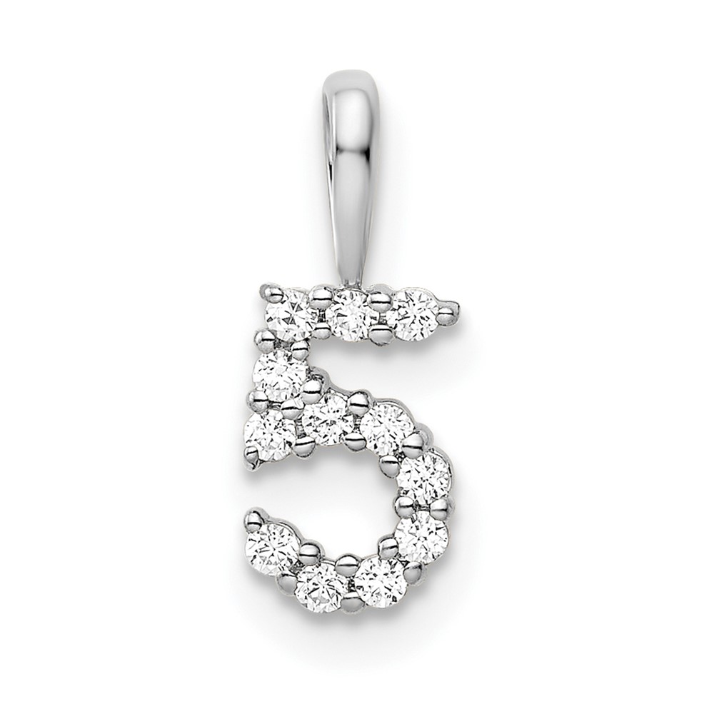 14k White Gold Diamond Number 5 Pendant (PM8369-5-012-WA)