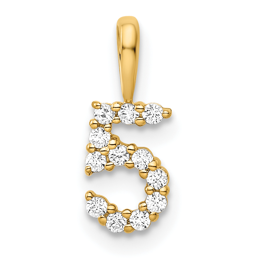 14K Diamond Number 5 Pendant (PM8369-5-012-YA)