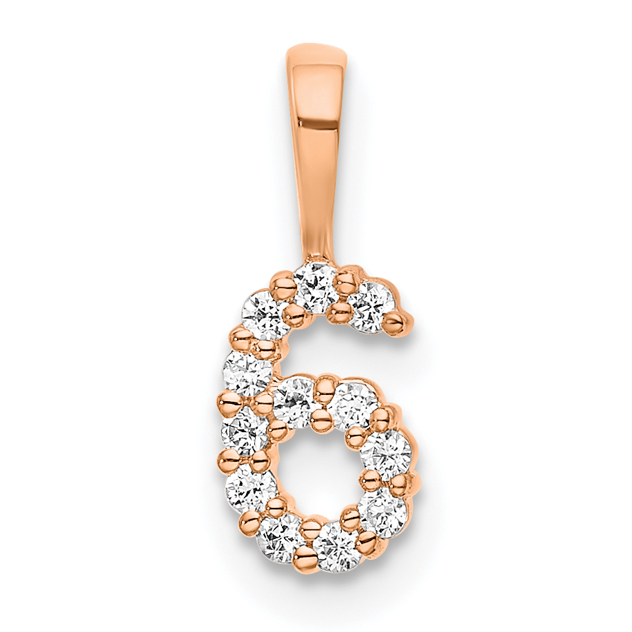 14k Rose Gold Diamond Number 6 Pendant (PM8369-6-011-RA)