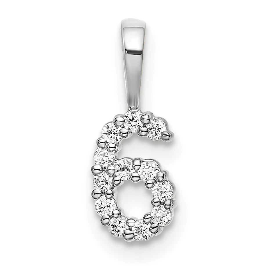 14k White Gold Diamond Number 6 Pendant (PM8369-6-011-WA)
