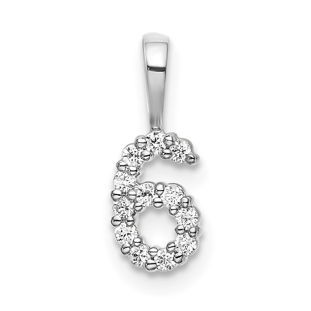 14k White Gold Diamond Number 6 Pendant (PM8369-6-011-WA)