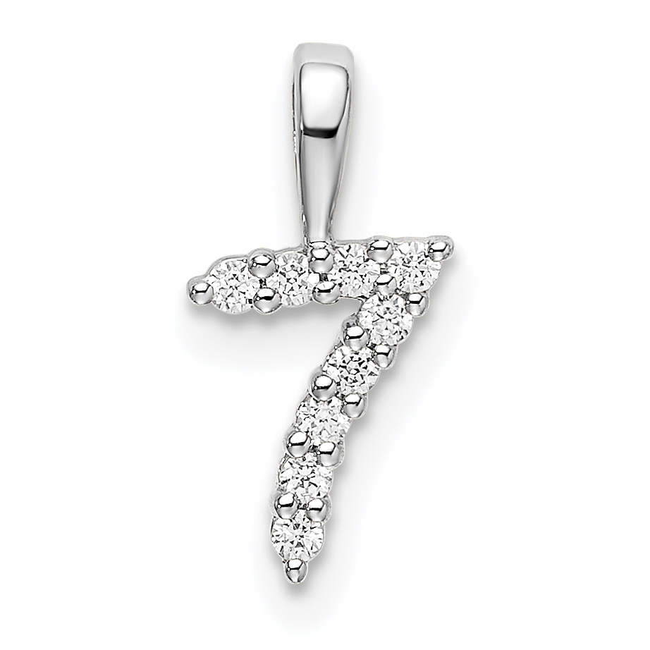 14k White Gold Diamond Number 7 Pendant (PM8369-7-009-WA)