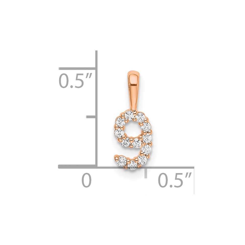 14k Rose Gold Diamond Number 9 Pendant (PM8369-9-012-RA)