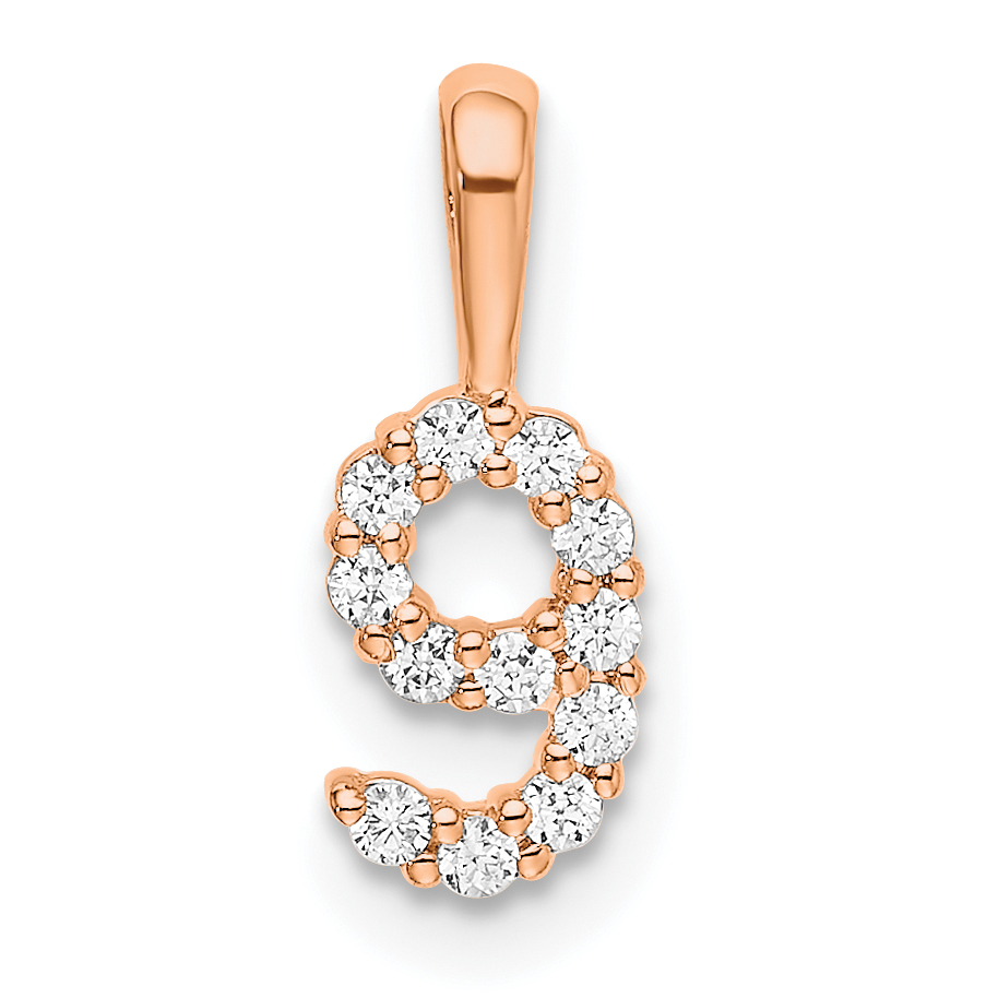 14k Rose Gold Diamond Number 9 Pendant (PM8369-9-012-RA)
