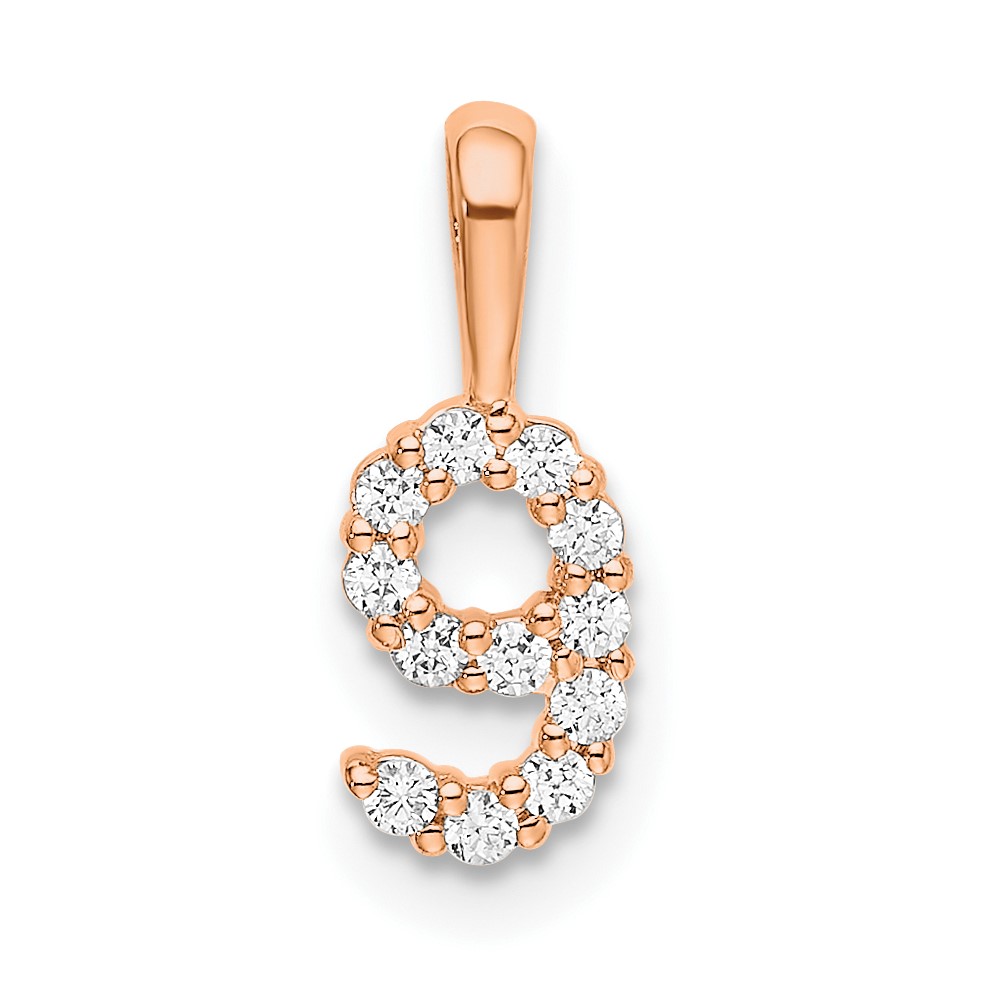 14k Rose Gold Diamond Number 9 Pendant (PM8369-9-012-RA)