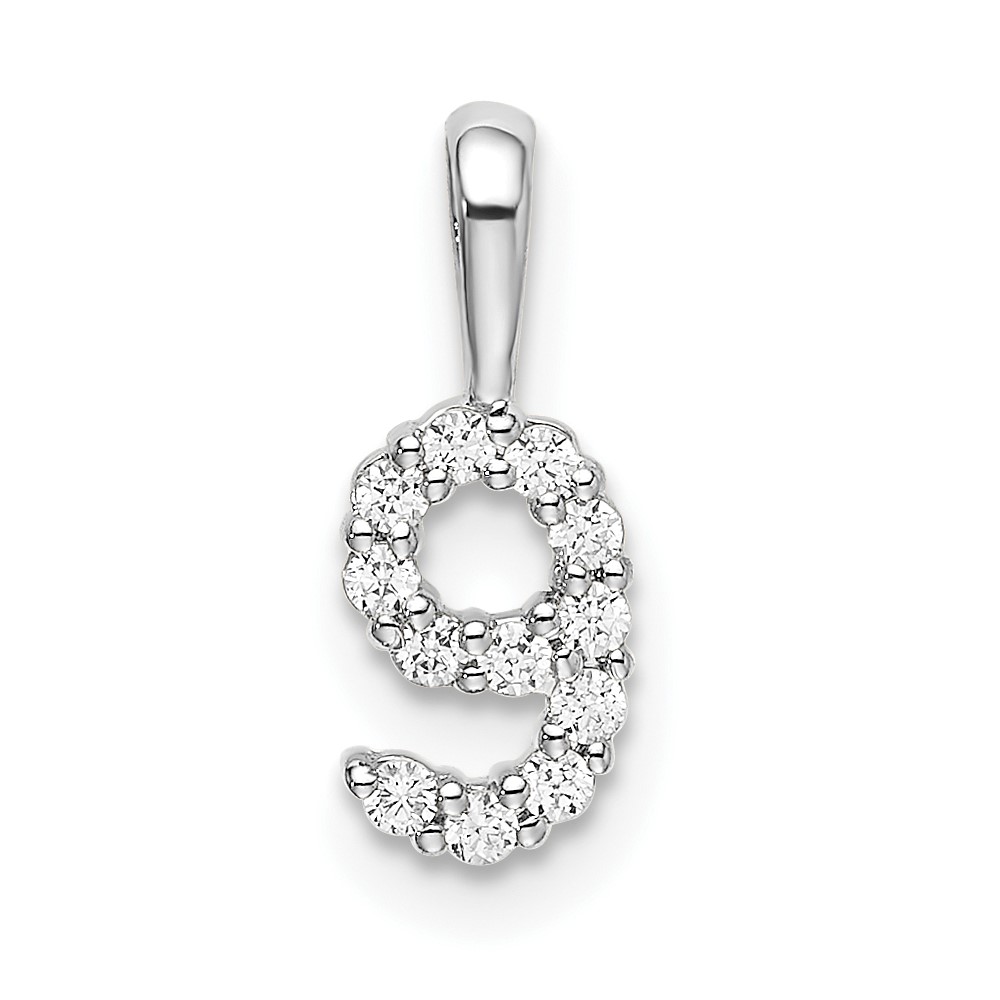 14k White Gold Diamond Number 9 Pendant (PM8369-9-012-WA)