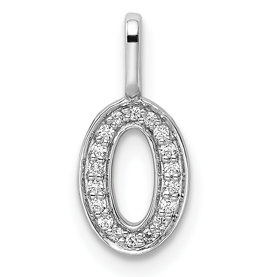 14k White Gold Diamond Number 0 Pendant (PM8370-0-008-WA)