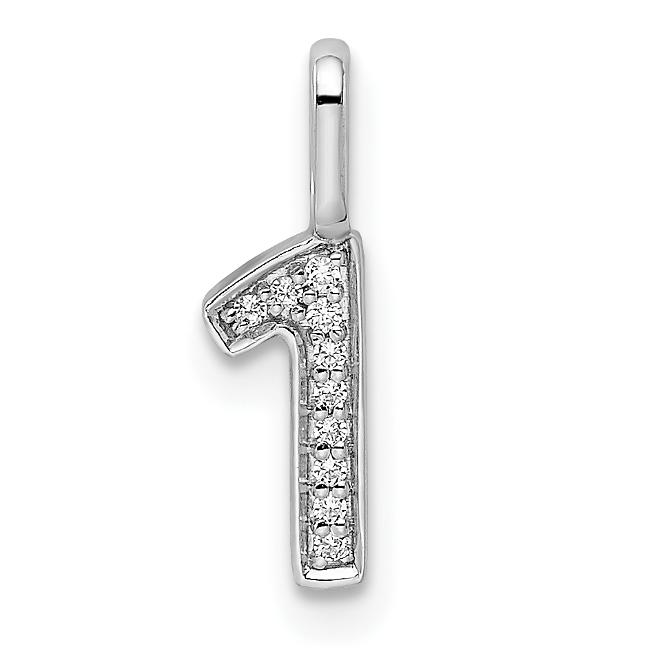 14k White Gold Diamond Number 1 Pendant (PM8370-1-004-WA)