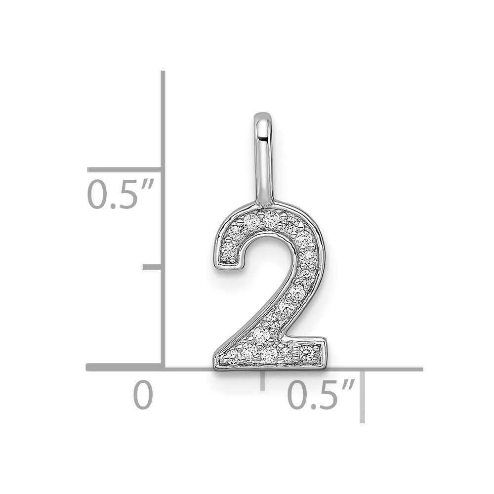 14k White Gold Diamond Number 2 Pendant (PM8370-2-007-WA)