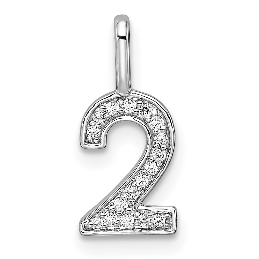 14k White Gold Diamond Number 2 Pendant (PM8370-2-007-WA)
