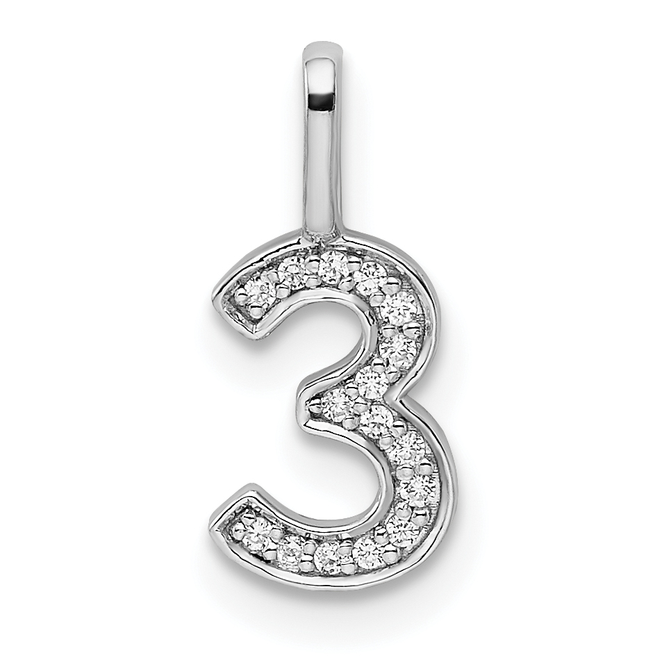 14k White Gold Diamond Number 3 Pendant (PM8370-3-006-WA)