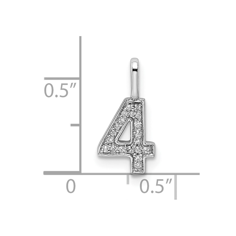 14k White Gold Diamond Number 4 Pendant (PM8370-4-007-WA)