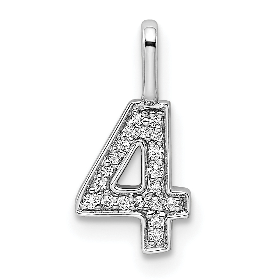 14k White Gold Diamond Number 4 Pendant (PM8370-4-007-WA)