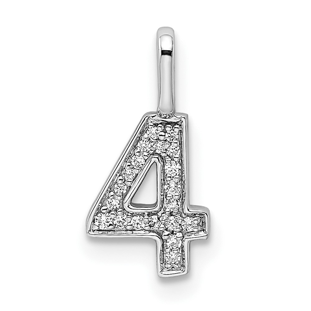 14k White Gold Diamond Number 4 Pendant (PM8370-4-007-WA)