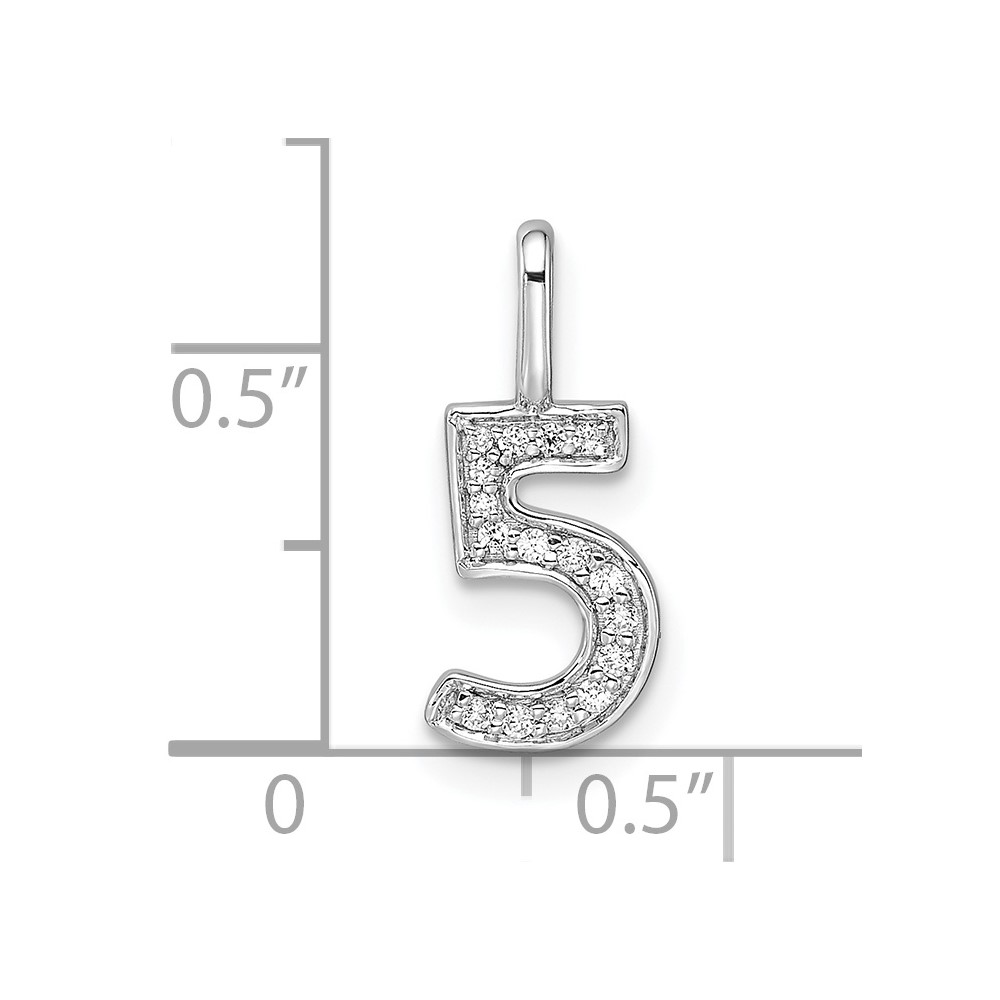 14k White Gold Diamond Number 5 Pendant (PM8370-5-007-WA)