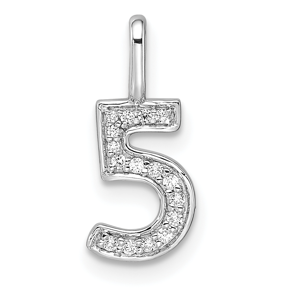 14k White Gold Diamond Number 5 Pendant (PM8370-5-007-WA)