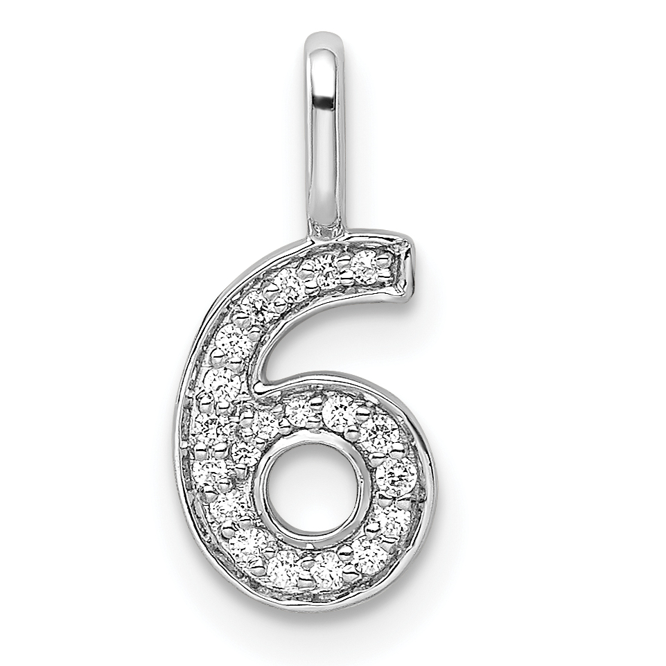 14k White Gold Diamond Number 6 Pendant (PM8370-6-009-WA)