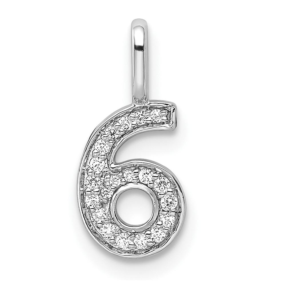 14k White Gold Diamond Number 6 Pendant (PM8370-6-009-WA)