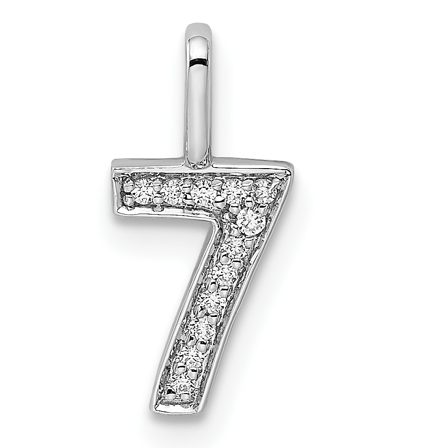 14k White Gold Diamond Number 7 Pendant (PM8370-7-006-WA)