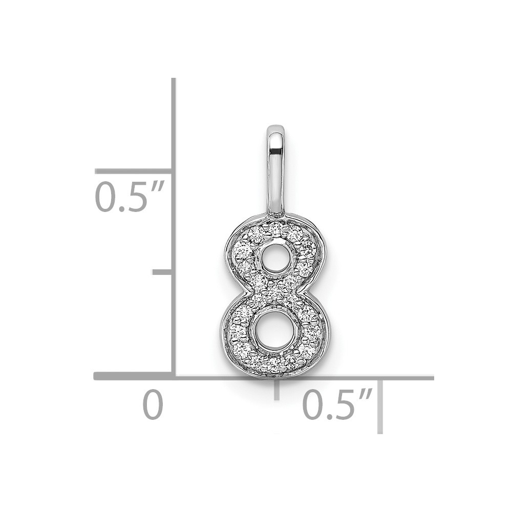 14k White Gold Diamond Number 8 Pendant (PM8370-8-009-WA)