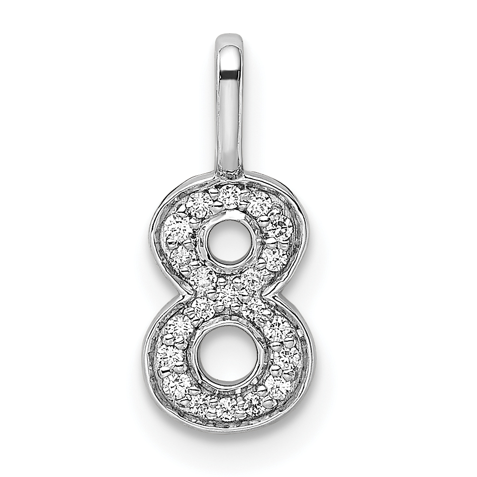 14k White Gold Diamond Number 8 Pendant (PM8370-8-009-WA)