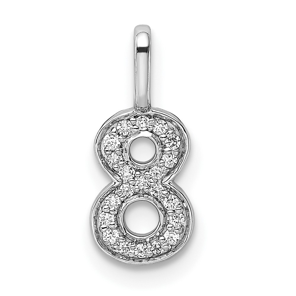 14k White Gold Diamond Number 8 Pendant (PM8370-8-009-WA)
