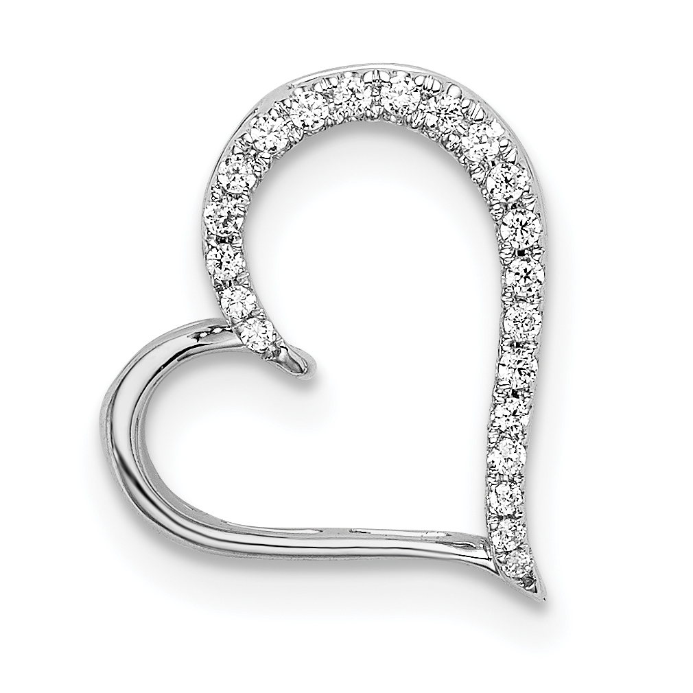 14k White Gold Diamond Heart Chain Slide (PM8454-009-WA)