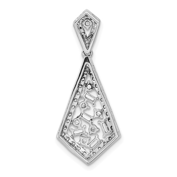 14k White Gold Polished 3/4 carat Diamond Fancy Dangle Chain Slide