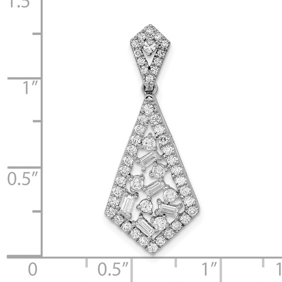 14k White Gold Polished 3/4 carat Diamond Fancy Dangle Chain Slide