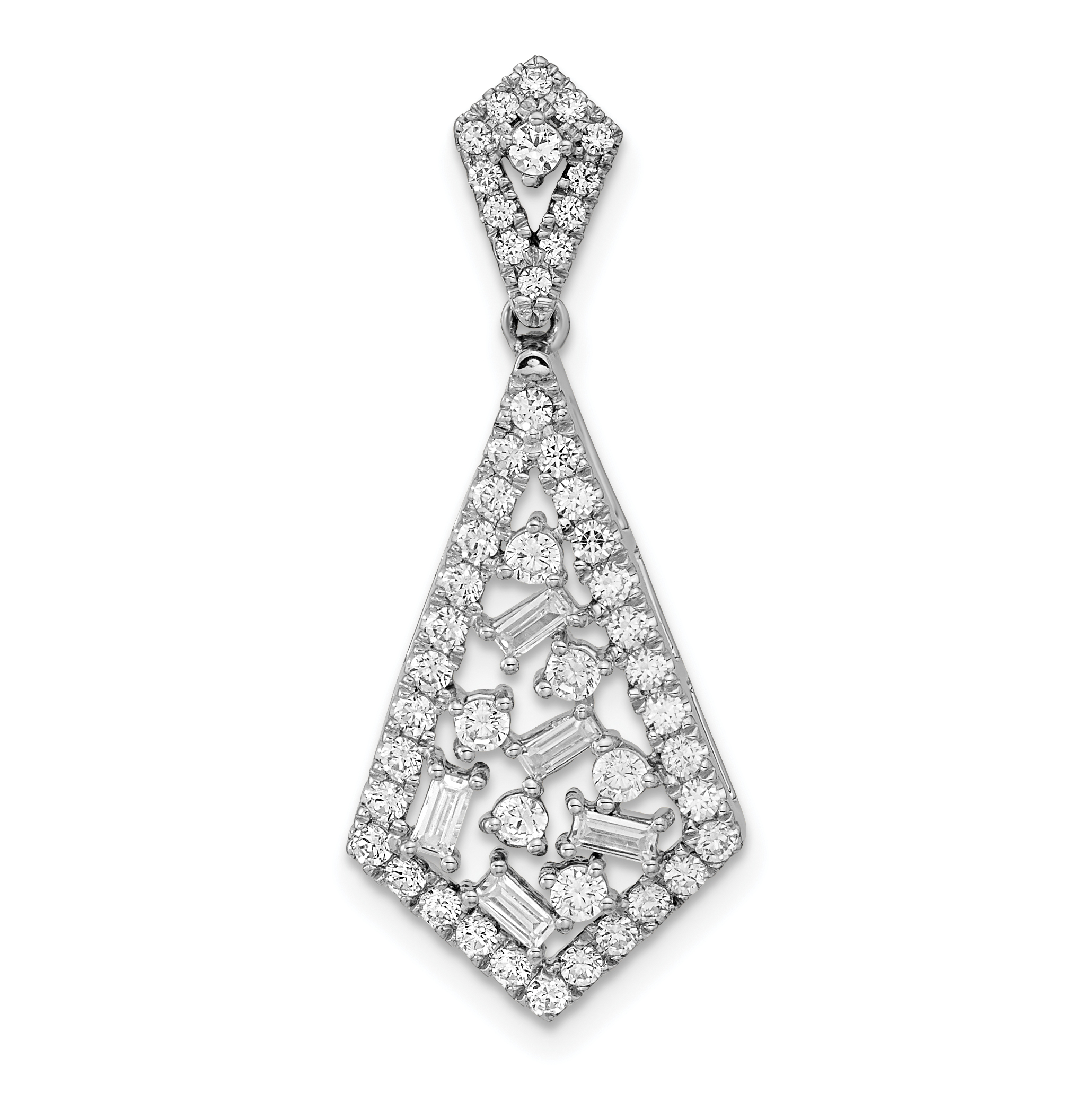 14k White Gold Polished 3/4 carat Diamond Fancy Dangle Chain Slide (PM8464-075-WA)