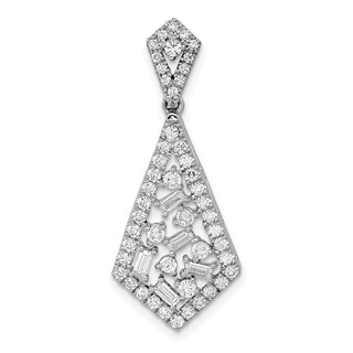 14k White Gold Polished 3/4 carat Diamond Fancy Dangle Chain Slide