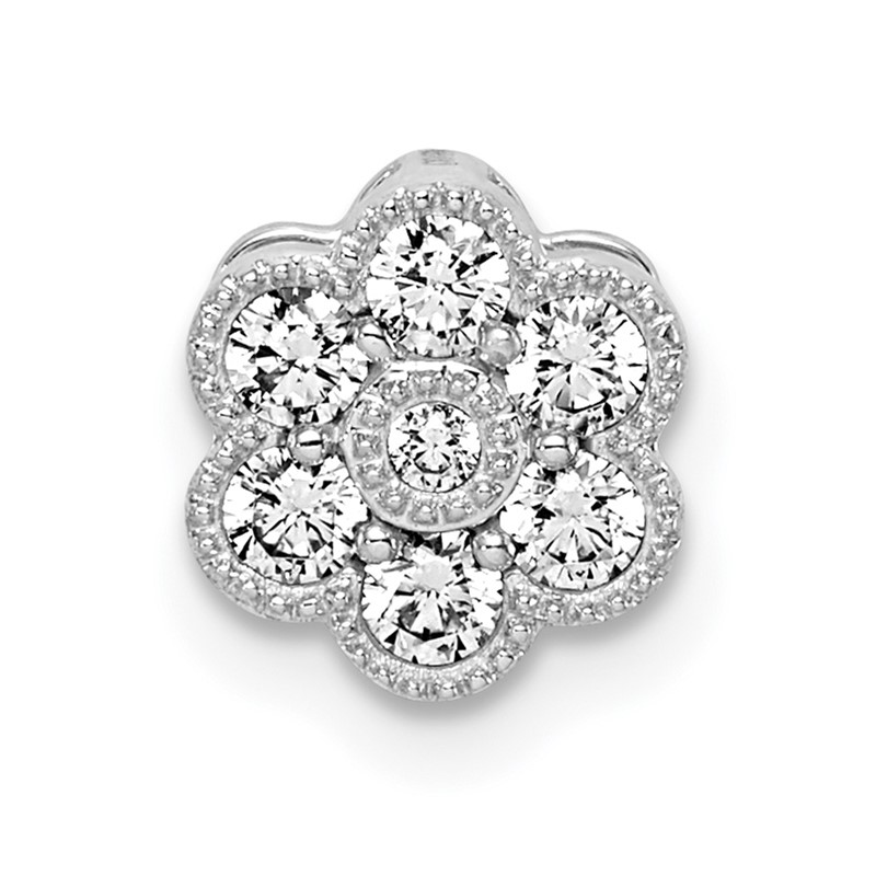 14k White Gold 1/4 carat Lab Grown Diamond VS/SI+ G+ Complete Floral Chain Slide Pendant